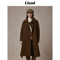 ELAND衣恋毛呢外套女简约风柔软大衣2024冬季新款 (19)Black