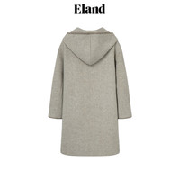 ELAND衣恋毛呢大衣女含绵羊毛美拉德连帽双面呢外套2024春季 浅卡其色(36)L/Beige L/170