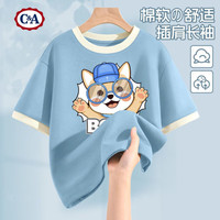 C&A男童t恤短袖2025小童上衣夏款半袖儿童衣服夏季 钴蓝色 幸运宇航蓝白 160