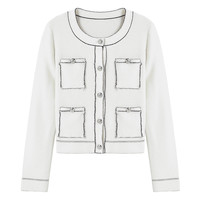 秋水伊人圆领小香风毛衣开衫2025年春秋女装休闲通勤上衣女