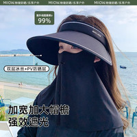 猫人全脸防晒面罩防紫外线防晒帽子一体护颈女夏季骑行口罩冰丝脸基尼 白色 均码
