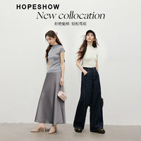 红袖设计感针织衫2025春季女装金属小标连肩趴领气质百搭显瘦上衣 米白004 M