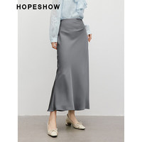 红袖垂感缎面半身裙秋季2024女装小众显瘦气质压褶侧拉中长鱼尾裙 黑050 L