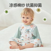 欧孕(OUYUN)儿童夏季薄款睡裙纯棉家居服男女孩宝宝分腿连体衣透气睡衣 音乐兔 100码