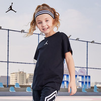 NIKE JORDAN 耐克AJ童装女童纯棉舒适短袖T恤2025夏季儿童针织上衣 正黑色 110 /56 【身高104-110cm】