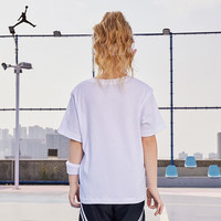 NIKE JORDAN 耐克AJ童装女童纯棉舒适短袖T恤2025夏季儿童针织上衣 纯白色 110 /52 【身高98-104cm】