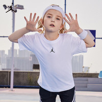 NIKE JORDAN 耐克AJ童装女童纯棉舒适短袖T恤2025夏季儿童针织上衣 纯白色 155 /72 【身高152-158cm】