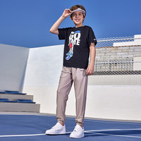 NIKE 3BRAND 耐克男童短袖t恤【纯棉】25夏季撞色大logo儿童衣服 正黑色【纯棉】 120 /60 【身高110-116cm】