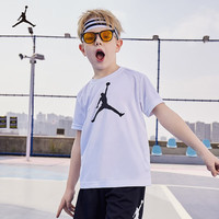 NIKE JORDAN 耐克AJ童装男童DRI-FIT速干短袖T恤2025夏季儿童运动上衣 纯白色【速干科技】 110 /56 【身高104-110cm】