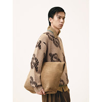 GXG男装 圣诞提花毛衣男士通勤线衫舒适宽松针织衫 2025春季 卡其色 M