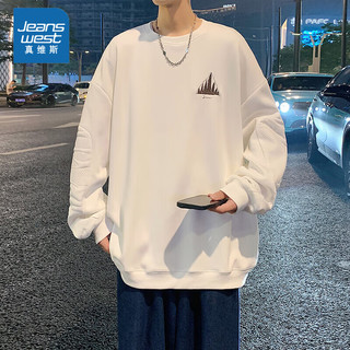 真维斯卫衣男春秋百搭潮流时尚打底衫青少年大码运动风休闲长袖上衣 黑色 MYW23-5038 L （130-145斤）