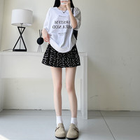翊尚美碎花半身裙女2025春季高腰蛋糕裙女显瘦设计感百搭黑色短裙 白色 【双层亲肤宽松内衬】 L 【适合111-125斤】