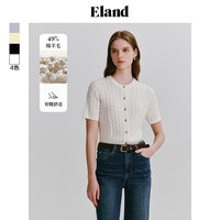 ELAND衣恋短袖针织衫女含绵羊毛开衫毛衣T恤2024新款 中灰色(18)M/Grey L/170