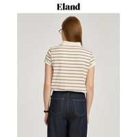 ELAND衣恋短袖T恤女宽松纯棉基础款条纹舒适上衣2024夏季 藏青色(59)Navy-B款 S/160