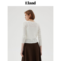 ELAND衣恋针织衫女纯棉V领开衫舒适上衣2024秋季新款