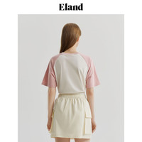 ELAND衣恋T恤女透气撞色圆领短袖宽松2024夏季新款