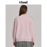 ELAND衣恋针织衫毛衣女冬复古甜美提花亮纱针织开衫