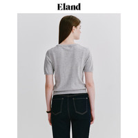 ELAND衣恋短袖针织衫女100%长绒棉圆领套头衫毛衣T恤2024夏季新款