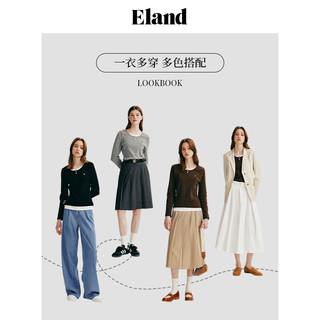 ELAND衣恋长袖T恤女舒适假两件针织衫弹力上衣2024春季 浅灰色(16)L/Grey-B款 L/170