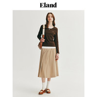 ELAND衣恋长袖T恤女舒适假两件针织衫弹力上衣2024春季 中灰色(18)M/Grey-A款 L/170