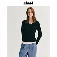 ELAND衣恋长袖T恤女舒适假两件针织衫弹力上衣2024春季 浅灰色(16)L/Grey-B款 L/170