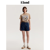 ELAND衣恋短袖t恤女夏季学院风柯基印花圆领短袖上衣 象牙白/白色(39)Ivory M /165