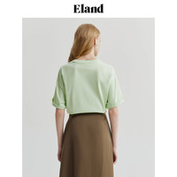 ELAND衣恋短袖女圆领印花T恤休闲上衣2024夏季 象牙白/白色(39)Ivory S/160