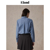 ELAND衣恋衬衫女牛仔色纯棉舒适宽松长袖休闲上衣2024秋季 浅牛仔色(56)L/Indigo S/160