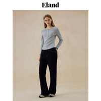 ELAND衣恋长袖T恤女简约风弹力罗纹棉感圆领修身上衣2024秋季 象牙白/白色(39)Ivory M/165