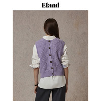 ELAND【100%绵羊毛】衣恋马夹女菱形格纹正反两穿背心24冬季 灰色(15)Grey L/170