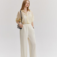 ELAND衣恋廓形长袖衬衫慵懒随性上衣2024夏季 浅黄色(31)L/Yellow-A款 L/170