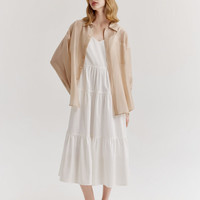 ELAND衣恋廓形长袖衬衫慵懒随性上衣2024夏季 卡其色(35)Beige-A款 S/160