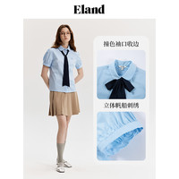 ELAND衣恋短袖衬衫女学院风蝴蝶结泡泡袖甜美风上衣2024夏季 象牙白/白色(39)Ivory M/165