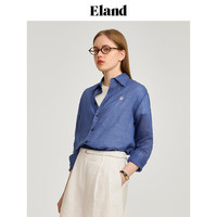 ELAND衣恋衬衫女马卡龙色系苎麻面料通勤上衣2024夏季 深粉色(27)D/Pink L/170