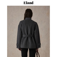 ELAND【绵羊毛+骆驼绒】衣恋毛呢外套女中长款呢子大衣24冬新款 (15)Grey