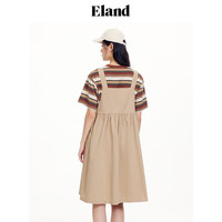 ELAND衣恋连衣裙女森女系背带连衣裙夏季减龄碎褶裙摆中长裙