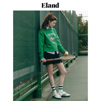 ELAND衣恋美式运动学院风卫衣基础款圆领上衣百搭2024春秋款城市新户外 绿色(40)Green M/165