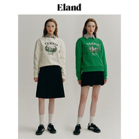 ELAND衣恋美式运动学院风卫衣基础款圆领上衣百搭2024春秋款城市新户外 绿色(40)Green L/170