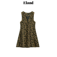 ELAND衣恋甜美风连衣裙冬花朵提花迷你气质收腰无袖裙子女夏季