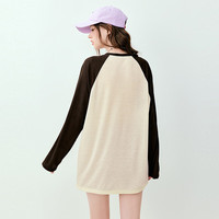 乐町Honey Kuma联名2024夏季小猴子玩偶印花插肩长袖T恤 棕色 L