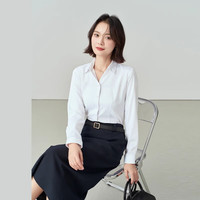 伯德小姐面试衬衫女夏季职业穿搭正肩上衣职场早秋正装衬衣套装 CS05 小V领【四季款】竹纤维面料