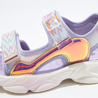 笛莎童装女童舒适休闲运动凉鞋2024夏季儿童镭射炫彩运动凉鞋 紫色 29码