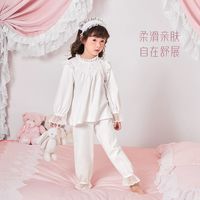 杰里贝比女童奶皮棉抑菌睡衣春装秋衣秋裤宝宝春季家居服套装