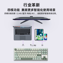 ROYAL KLUDGE RKR87Pro Ai四模机械键盘有线蓝牙无线2.4G三模连接支持Deepseek空青 冰川轴