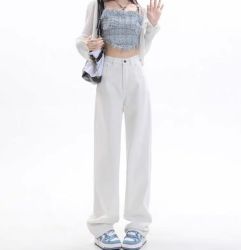 DESSO 女士天丝牛仔裤 夏季薄款宽松垂感九分阔腿裤
