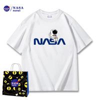NASASXRUI联名夏季短袖T恤男女宽松时尚个性潮流透气打底衫半袖 宇航漫步黑色T恤 4XL