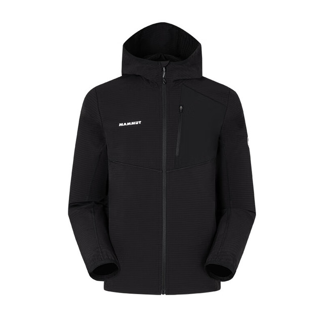 PLUS会员：MAMMUT Madris Light 男士户外轻质防风弹力舒适中层夹克外套 黑色 L