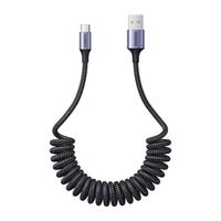 绿联车载carplay伸缩弹簧数据线汽车适用苹果16充电线小米华为usb转typec快充线Hicar奥迪iPhone15手机摩托车