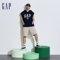 GAP男女装2024夏季新款logo无袖连帽卫衣宽松可叠穿上衣885520