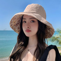 猫人遮阳帽女防晒渔夫帽女夏季双面遮脸大帽檐防晒防紫外线太阳帽子 藏青色 均码(56-58)